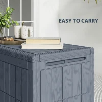 Outsunny 100 Gallon Resin Deck Box, Waterproof Lockable Outdoor Storage Box with Pneumatic Gas Rods, Side Handles(m-9)