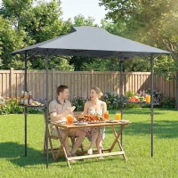 Outsunny 5 x 8.5 ft Pop Up Grill Gazebo with 2 Shelves, UPF 50+ Outdoor Instant Canopy Portable Shelter with Carry Bag, Dark Grey(m-1)