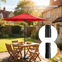 Outsunny Patio Sun Umbrella, Outdoor Parasol with 6 Ribs, Wine Red(m-7)