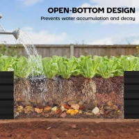 Outsunny 8'x2'x1' Galvanized Raised Bed, Large Elevated Planter Box for Growing Flowers, Herbs and Vegetables, Black(m-6)
