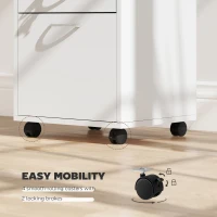HOMCOM 24" Vertical Filing Cabinet with Lockable Drawer, Mobile File Cabinet with 2 Keys, Wheels for Home Office, White(m-6)