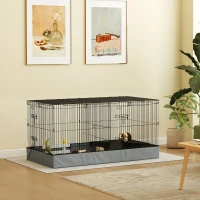 PawHut Guinea Pig Cage with Removable Top, 2 Separate Area, Waterproof Bottom Liner, Ramp, Perch, for Rabbits, Hedgehogs(m-8)