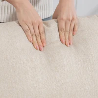 HOMCOM Accent Chair Modern Upholstered Armchair with Side Pockets and Cushion for Bedroom, Living Room, Beige(m-10)