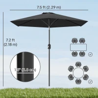 Outsunny Patio Sun Umbrella, Outdoor Parasol with 6 Ribs, Black(m-3)