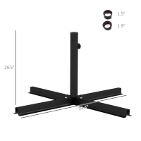 Outsunny Outdoor Universal Cross Brace Stand for Small Offset Umbrella or Large Market Umbrella, Black(m-3)