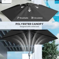 Outsunny Patio Sun Umbrella, Outdoor Parasol with 6 Ribs, Black(m-6)