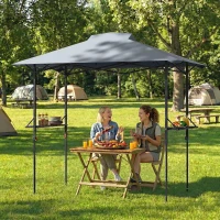 Outsunny 5 x 8.5 ft Pop Up Grill Gazebo with 2 Shelves, UPF 50+ Outdoor Instant Canopy Portable Shelter with Carry Bag, Dark Grey(m-9)