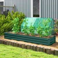 Outsunny 8'x2'x1' Galvanized Raised Bed, Large Elevated Planter Box for Growing Flowers, Herbs and Vegetables, Green(m-1)