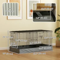 PawHut Guinea Pig Cage with Removable Top, 2 Separate Area, Waterproof Bottom Liner, Ramp, Perch, for Rabbits, Hedgehogs(m-3)