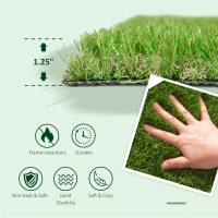 Outsunny 10' x 3' Artificial Turf Grass with Simulated Look & Feel UV Protection, & Drain Holes for Rain, 1.25" Height(m-6)