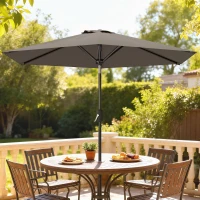 Outsunny Patio Sun Umbrella, Outdoor Parasol with 6 Ribs, Dark Grey(m-8)