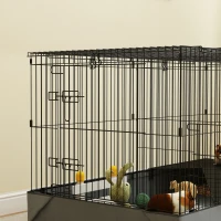 PawHut Guinea Pig Cage with Removable Top, 2 Separate Area, Waterproof Bottom Liner, Ramp, Perch, for Rabbits, Hedgehogs(m-9)