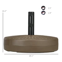 Outsunny Umbrella Stand for 1.5" or 2" Umbrella Poles, Round Fillable Umbrella Base for Outdoor, Lawn, Deck, Brown(m-3)