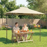 Outsunny 5 x 8.5 ft Pop Up Grill Gazebo with 2 Shelves, UPF 50+ Outdoor Instant Canopy Portable Shelter with Carry Bag, Khaki(m-1)