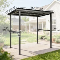 Outsunny 9' x 6' Hardtop Grill Gazebo, BBQ Gazebo with 2 Side Shelves and Galvanized Metal Slope Roof, Black(m-3)