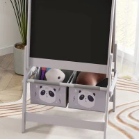 Qaba Art Easel for Kids with Paper Roll, Blackboard, Whiteboard, Storage(m-9)