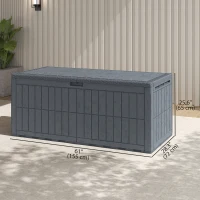Outsunny 100 Gallon Resin Deck Box, Waterproof Lockable Outdoor Storage Box with Pneumatic Gas Rods, Side Handles(m-3)
