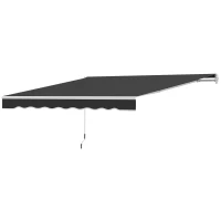 Outsunny 8' x 7' Retractable Awning, Patio Awnings, Sunshade Shelter with 280 g/m² UV & Water-Resistant Fabric, Black(m-2)