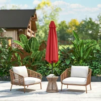 Outsunny Patio Sun Umbrella, Outdoor Parasol with 6 Ribs, Wine Red(m-10)