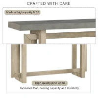 Modern Console Table with Pine Veneer Top and Solid Legs, Versatile Sofa Table for Hallway, Living Room, 59'' L x 15.5'' W x 31.5'' H, Gray(m-6)