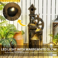 Outsunny 2-in-1 Outdoor Water Fountain with Birdhouse, Outdoor Waterfall, 13.6" L x 11.6" W x 36.2" H Mixed Colour(m-5)