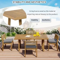 Outdoor Dining Set with HDPE Chair Backs and Foam Cushions, Multi-Person Patio Set for Balcony and Garden, 63'' L x 31.5'' W x 32.5'' H, Gray(m-5)