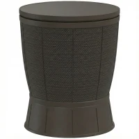 Outsunny 11 Gallon Patio Cooler Side Table, Outdoor Cooler Bar Table with Height Adjustable Top, Drainage Plug, Brown(m-2)