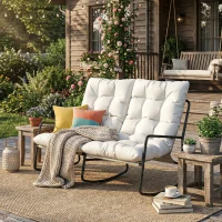 Outsunny 2-Person Outdoor Rocking Chair, Rocking Outdoor Bench with Cushions and Mesh Seat, 528 LBS Capacity, Light Grey(m-8)