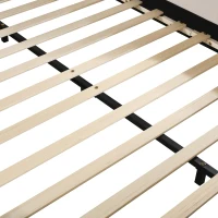 Full Size Upholstered Platform Bed with Built-In Bedside Desk and Round Stool, Solid Bedboard for Families, 80'' L x 68'' W x 29'' H, Beige(m-9)