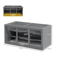 PawHut Extra Large Wooden Hamster Cage with Opening Roof, Hut, Ramps, Gray(m-3)