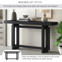 Modern Console Table with Pine Veneer Top and Solid Legs, Versatile Sofa Table for Hallway, Living Room, 59'' L x 15.5'' W x 31.5'' H, Black(m-4)