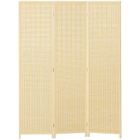 HOMCOM Woven Bamboo Room Divider, 3 Panel Folding Indoor Privacy Screens for Home Office, Natural Wood(m-2)