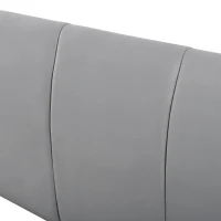 Queen Size Upholstered Bed with Built-In Bedside Desk and Round Stool, Solid Bedboard with Sturdy MDF Frame, 85'' L x 73'' W x 29'' H, Gray(m-6)