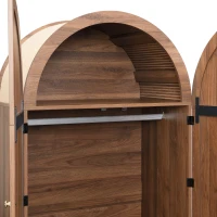 Elegant Wardrobe with Fabric Doors and Drawer, Solid Wooden Legs, Modern Clothes Cabinet with Wide Rail, 31'' L x 19.5'' W x 69'' H, Walnut(m-8)