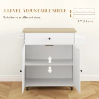 HOMCOM Rolling Kitchen Island with Drop Leaf, Kitchen Storage Cart with Drawer, Spice Rack and Towel Rack, White(m-6)
