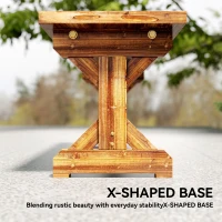 Outsunny Rustic Outdoor Wooden Bench, Backless Garden Bench Patio Loveseat with X-Shape Base for Porch, Park, Carbonized(m-7)