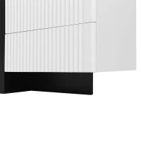 Modern TV Cabinet with Ample Storage and Soft-Close Hinges, Sturdy TV Stand for Living Rooms, 74.5'' L x 14'' W x 17.5'' H, Black+White(m-9)