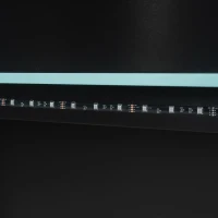 Full Size Wood Loft Bed with Integrated Desk and RGB Lighting, Esports-Style Bed with Multi-Tier Shelves, 93.5'' L x 55.5'' W x 65'' H, Blue(m-7)