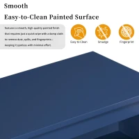 Farmhouse Entryway Table with Wide Top and Open Bottom Shelf, Minimalist Console with Adjustable Feet, 59'' L x 14'' W x 31.5'' H, Navy Blue(m-7)