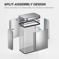 HOMCOM 13.2 Gallon Sensor Can, Automatic Garbage Can with Soft-Close Lid, Fingerprint-Proof Stainless Steel, Silver(m-10)