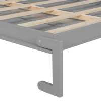 Queen Size Murphy Wall Bed with Dual Piston Mechanism and Shelves, Fold-Away Bed with Flexible Slat, 94'' L x 82'' W x 88.5'' H, Gray(m-8)