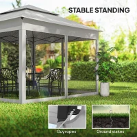 Outsunny 11' x 11' Pop Up Canopy 2-Tier Soft Top Shelter Event Tent w/ Netting Carry Bag for Patio Backyard Garden, Light Grey(m-6)