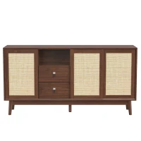 Versatile Sideboard with 3 Doors and 2 Drawers for Ample Storage, Stylish Cabinet for Living & Dining Areas, 61'' L x 14'' W x 31.5'' H, Wood(m-7)