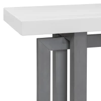 Modern Console with Pine Veneer Top and Solid Legs, Versatile Hallway Table with Adjustable Feet, 59'' L x 15.5'' W x 31.5'' H, Dark Gray+White(m-6)
