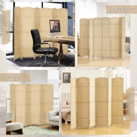 HOMCOM Folding Room Divider Screen 6 Panel 5.6' Tall Privacy Screen Freestanding Room Partition for Home Office, Beige(m-7)