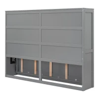 Queen Size Murphy Wall Bed with MDF & Plywood Construction, Fold-Away Cabinet Bed with Flexible Slat Support, 82'' L x 68'' W x 69'' H, Gray(m-8)