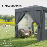 Outsunny 6.6'x6.6' Pop Up Canopy Tent with Sidewalls, Instant Sun Shelter Camping Gazebo with Carry Bag, Grey(m-6)