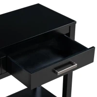 Farmhouse Entryway Table with Wide Top and Open Bottom Shelf, Minimalist Console with Adjustable Feet, 59'' L x 14'' W x 31.5'' H, Black(m-10)