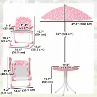 Qaba Kids Picnic Table, Kids Table and Chair Set with 2 Folding Chairs and Umbrella for Backyard, Garden, Patio, Pink(m-3)