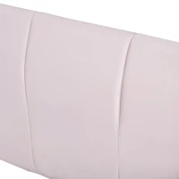 Queen Size Upholstered Platform Bed with Bedside Desk and Round Stool, Low-Profile Bed with Safety Rails, 85'' L x 73'' W x 29'' H, Pink(m-5)